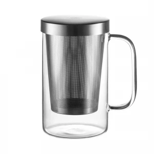 Großes Teeglas mit 500 ml Nutzvolumen, Edelstahlsieb mit 30 Jahre Garantie - GAIWAN® PURE550S